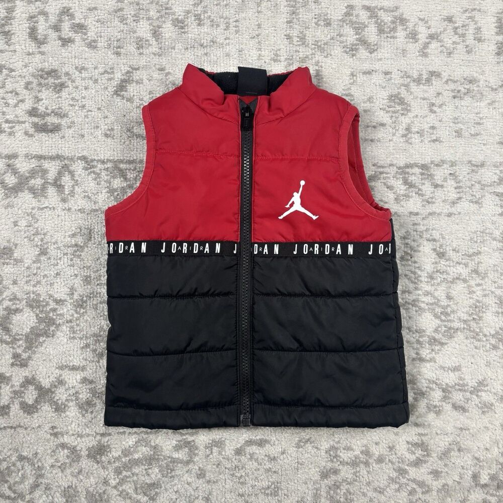 Lot 2X Jordan Puffer Vest Kids Sleeveless Jacket NBA Basketball Jumpman Size 2T - Picture 6 of 8